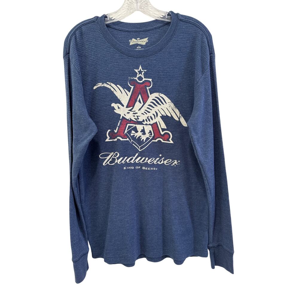 Budweiser Mens Graphic Thermal Waffle‎ Knit Long Sleeve Shirt Size L 42/44 Eagle